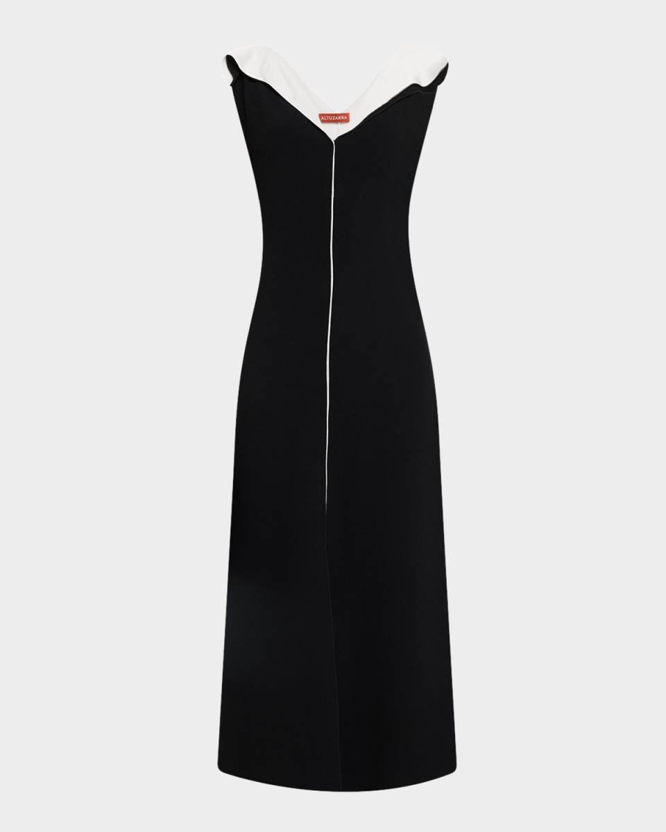 Jophee Layered Ruffle V-Neck Midi Dress